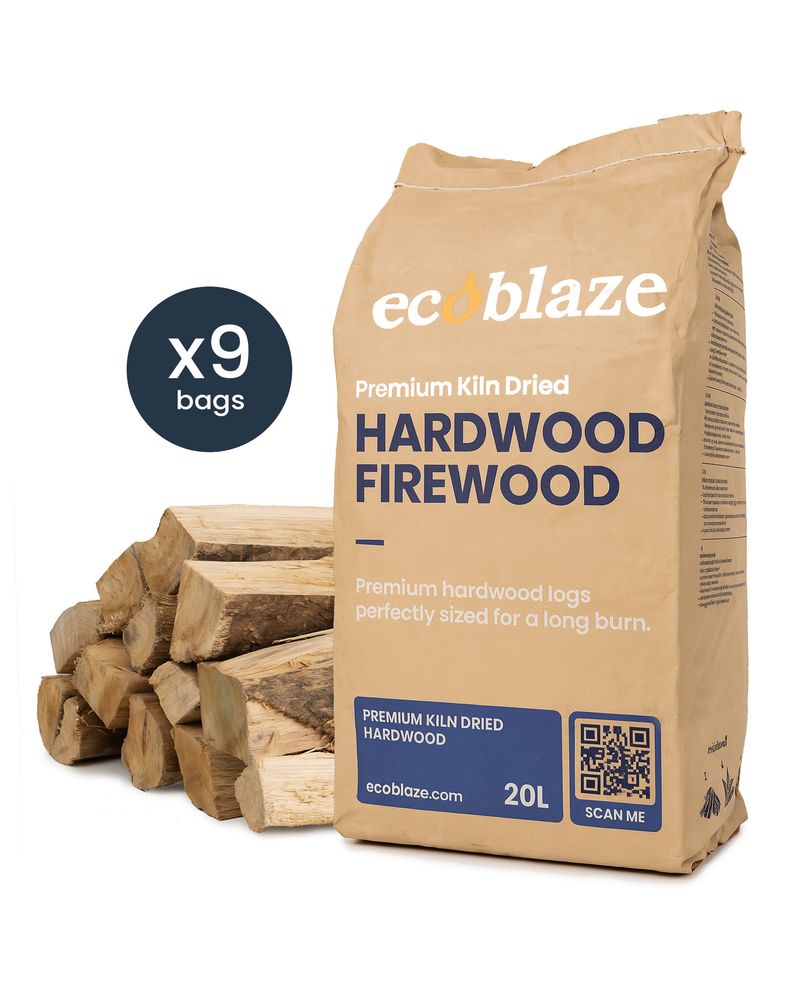 Ecoblaze Premium Kiln Dried Hardwood Firewood - 9 Bags